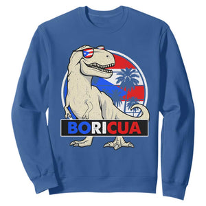 Funny Boricua Dinosaur Dino Puerto Rican Flag Hispanic Heritage Sweatshirt TS11 Royal Blue Print Your Wear