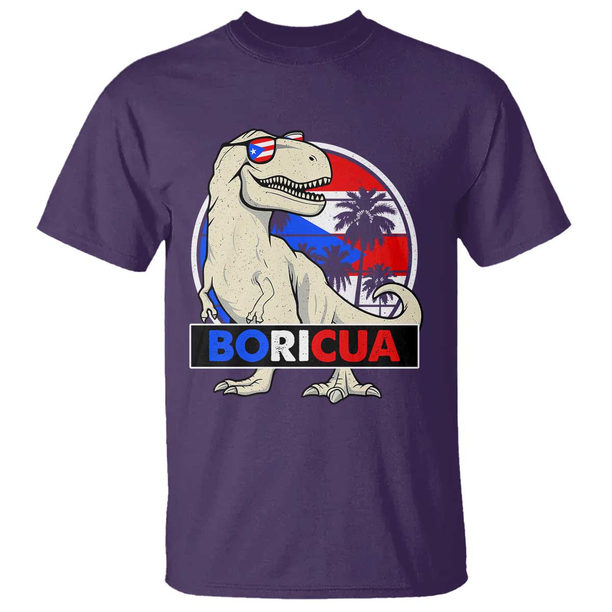 Funny Boricua Dinosaur Dino Puerto Rican Flag Hispanic Heritage T Shirt TS11 Purple Print Your Wear