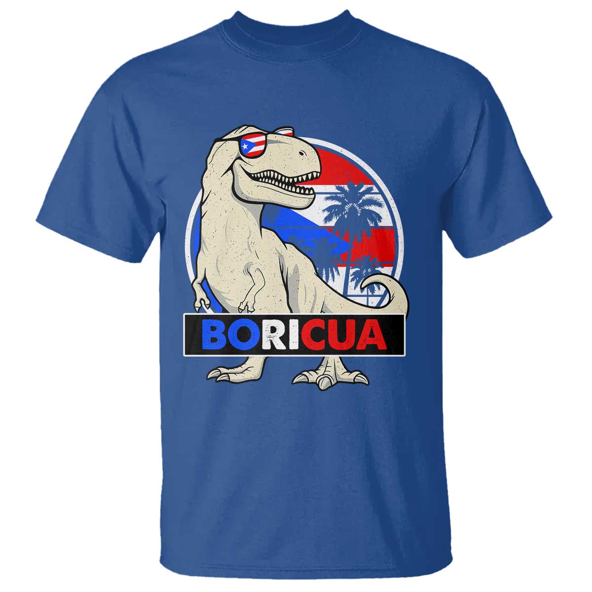 Funny Boricua Dinosaur Dino Puerto Rican Flag Hispanic Heritage T Shirt TS11 Royal Blue Print Your Wear