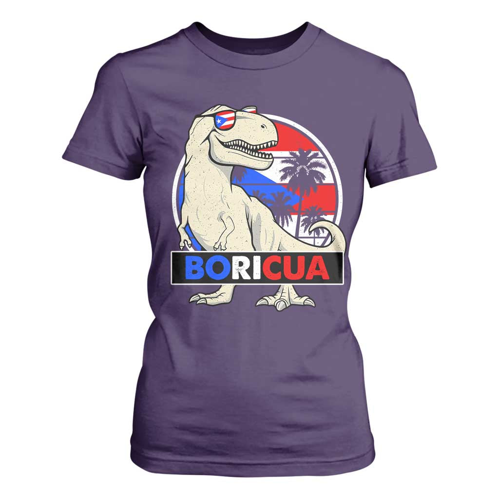 Funny Boricua Dinosaur Dino Puerto Rican Flag Hispanic Heritage T Shirt For Women TS11 Purple Print Your Wear
