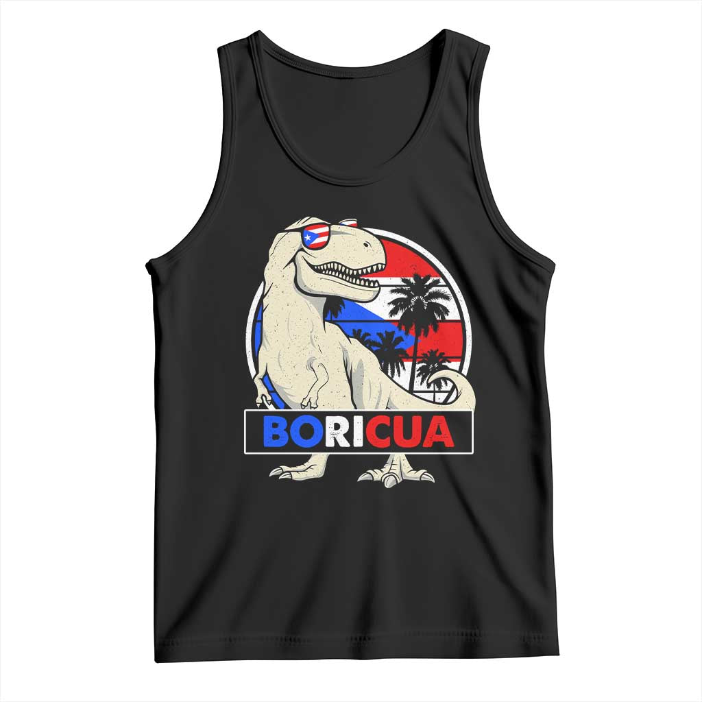 Funny Boricua Dinosaur Dino Puerto Rican Flag Hispanic Heritage Tank Top TS11 Black Print Your Wear