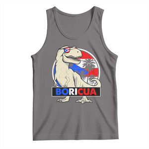 Funny Boricua Dinosaur Dino Puerto Rican Flag Hispanic Heritage Tank Top TS11 Deep Heather Print Your Wear