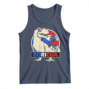 Funny Boricua Dinosaur Dino Puerto Rican Flag Hispanic Heritage Tank Top TS11 Navy Print Your Wear
