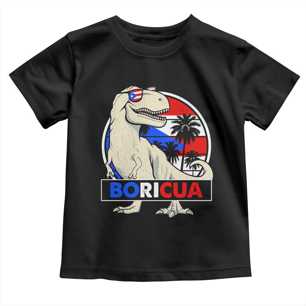 Funny Boricua Dinosaur Dino Puerto Rican Flag Hispanic Heritage Toddler T Shirt TS11 Black Print Your Wear
