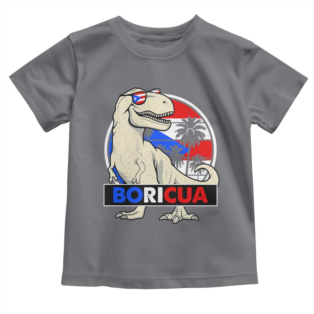 Funny Boricua Dinosaur Dino Puerto Rican Flag Hispanic Heritage Toddler T Shirt TS11 Charcoal Print Your Wear