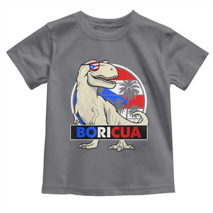 Funny Boricua Dinosaur Dino Puerto Rican Flag Hispanic Heritage Toddler T Shirt TS11 Charcoal Print Your Wear