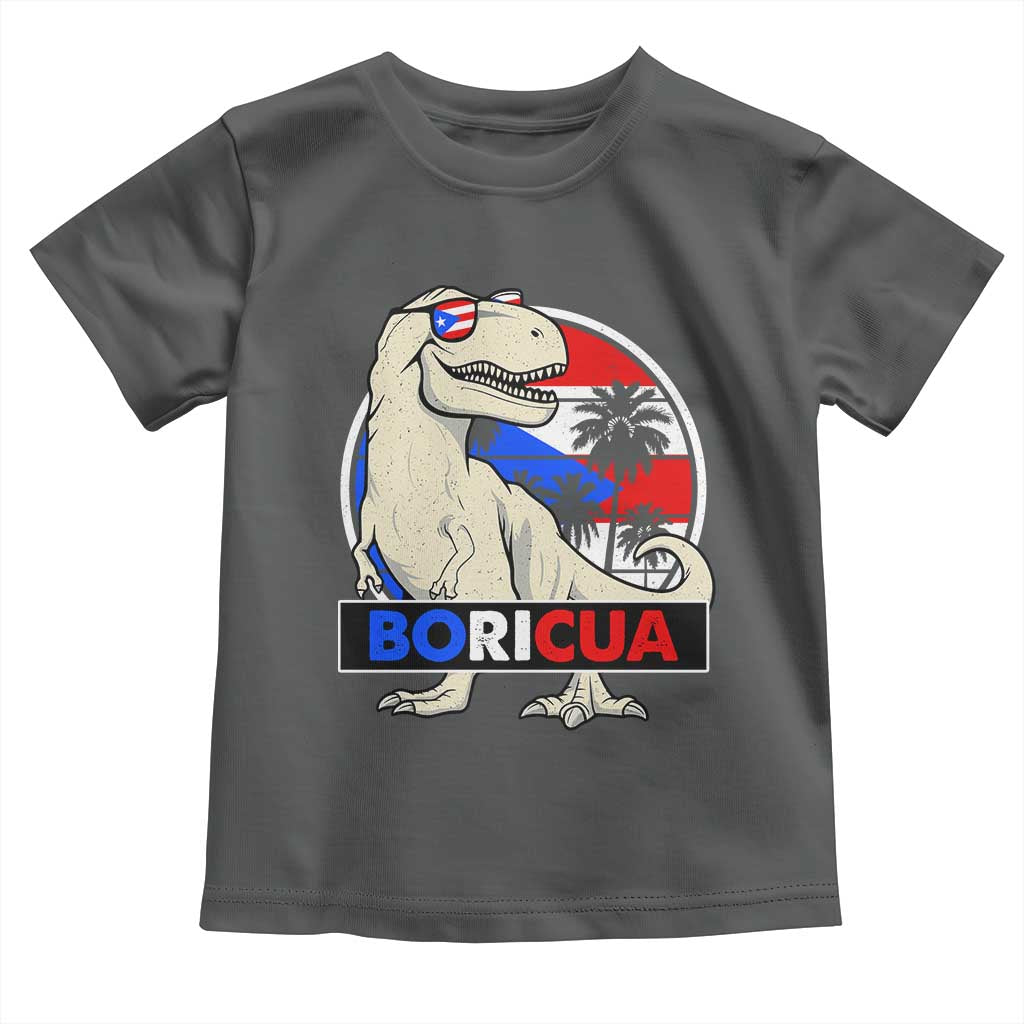 Funny Boricua Dinosaur Dino Puerto Rican Flag Hispanic Heritage Toddler T Shirt TS11 Dark Heather Print Your Wear