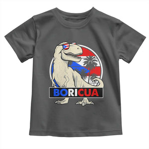 Funny Boricua Dinosaur Dino Puerto Rican Flag Hispanic Heritage Toddler T Shirt TS11 Dark Heather Print Your Wear