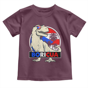 Funny Boricua Dinosaur Dino Puerto Rican Flag Hispanic Heritage Toddler T Shirt TS11 Maroon Print Your Wear