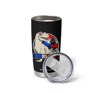 Funny Boricua Dinosaur Dino Puerto Rican Flag Hispanic Heritage Tumbler Cup TS11 Print Your Wear