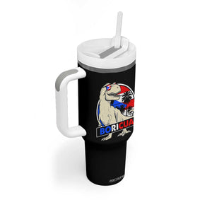 Funny Boricua Dinosaur Dino Puerto Rican Flag Hispanic Heritage Tumbler With Handle TS11 Print Your Wear