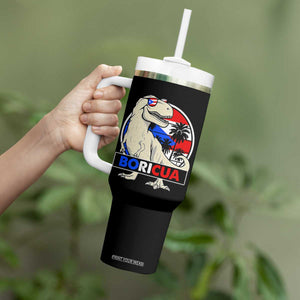 Funny Boricua Dinosaur Dino Puerto Rican Flag Hispanic Heritage Tumbler With Handle TS11 Print Your Wear