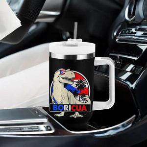 Funny Boricua Dinosaur Dino Puerto Rican Flag Hispanic Heritage Tumbler With Handle TS11 Print Your Wear