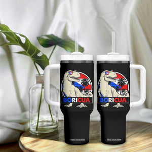 Funny Boricua Dinosaur Dino Puerto Rican Flag Hispanic Heritage Tumbler With Handle TS11 Print Your Wear