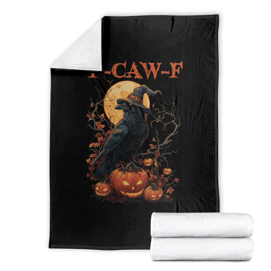 Funny Halloween F Caw F Throw Blanket Black Crow Moon Gothic Spooky Season TS11 Black Print Your Wear