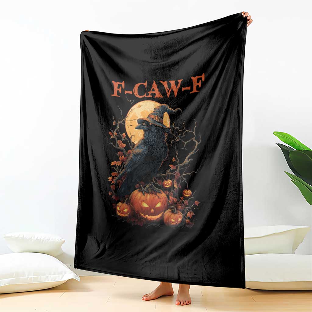 Funny Halloween F Caw F Throw Blanket Black Crow Moon Gothic Spooky Season TS11 Print Your Wear