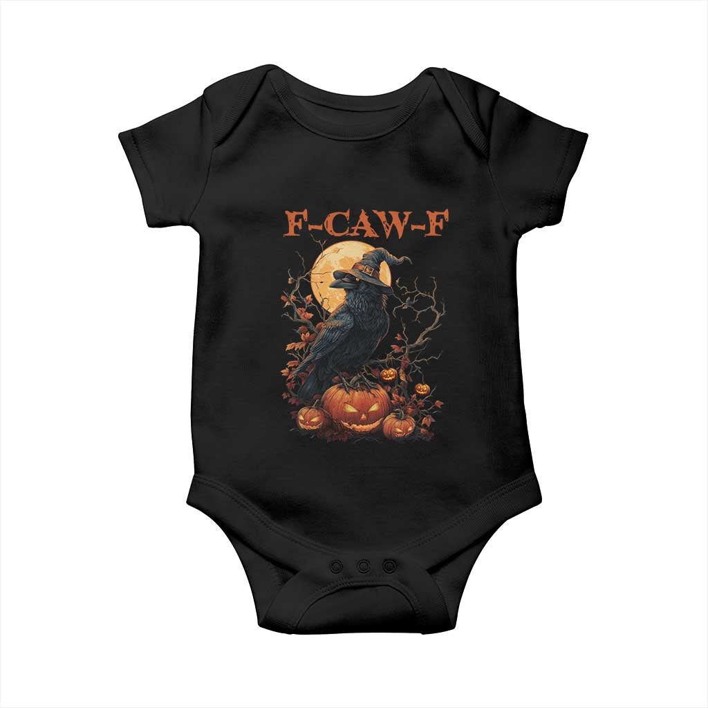 Funny Halloween F Caw F Baby Onesie Black Crow Moon Gothic Spooky Season TS11 Black Print Your Wear