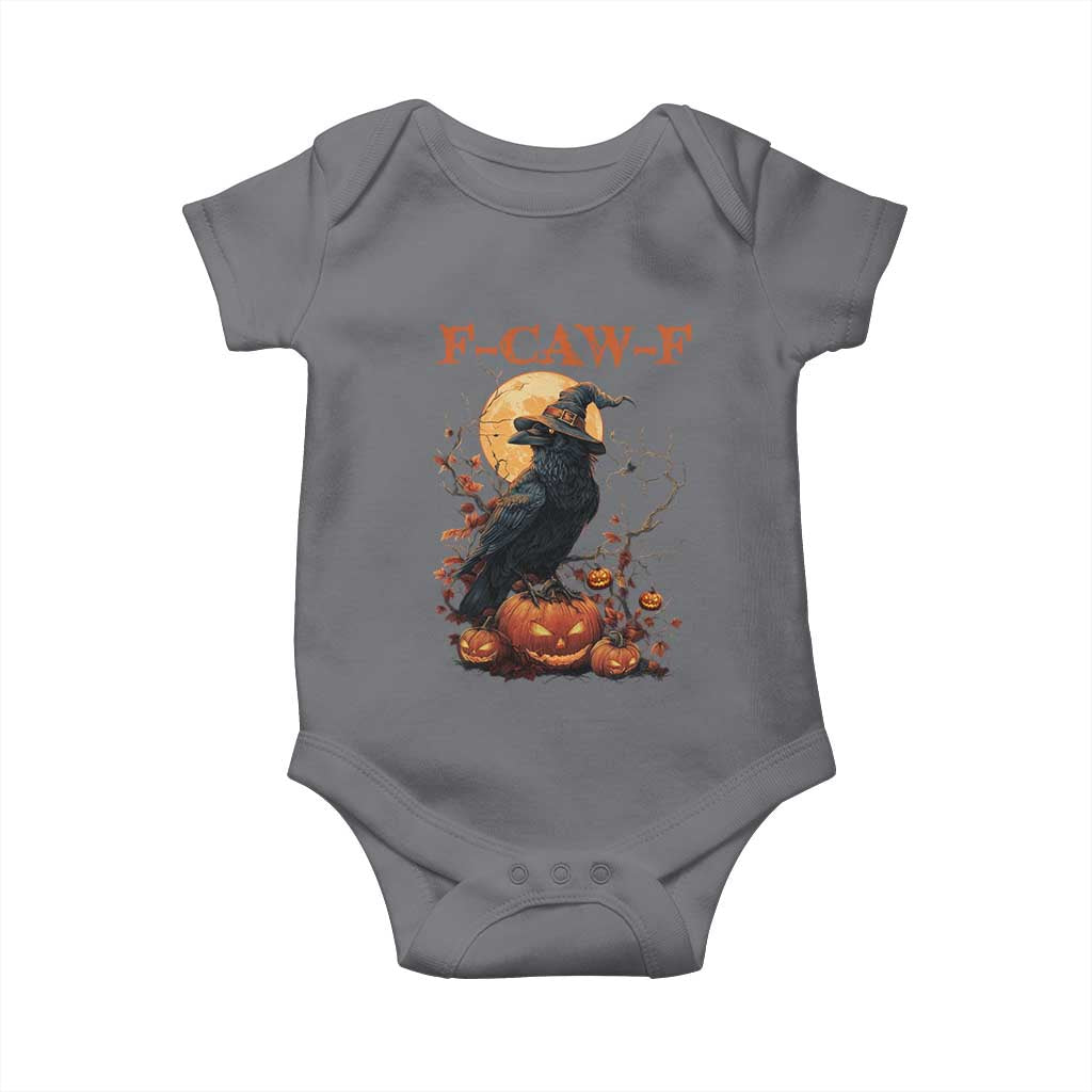 Funny Halloween F Caw F Baby Onesie Black Crow Moon Gothic Spooky Season TS11 Charcoal Print Your Wear