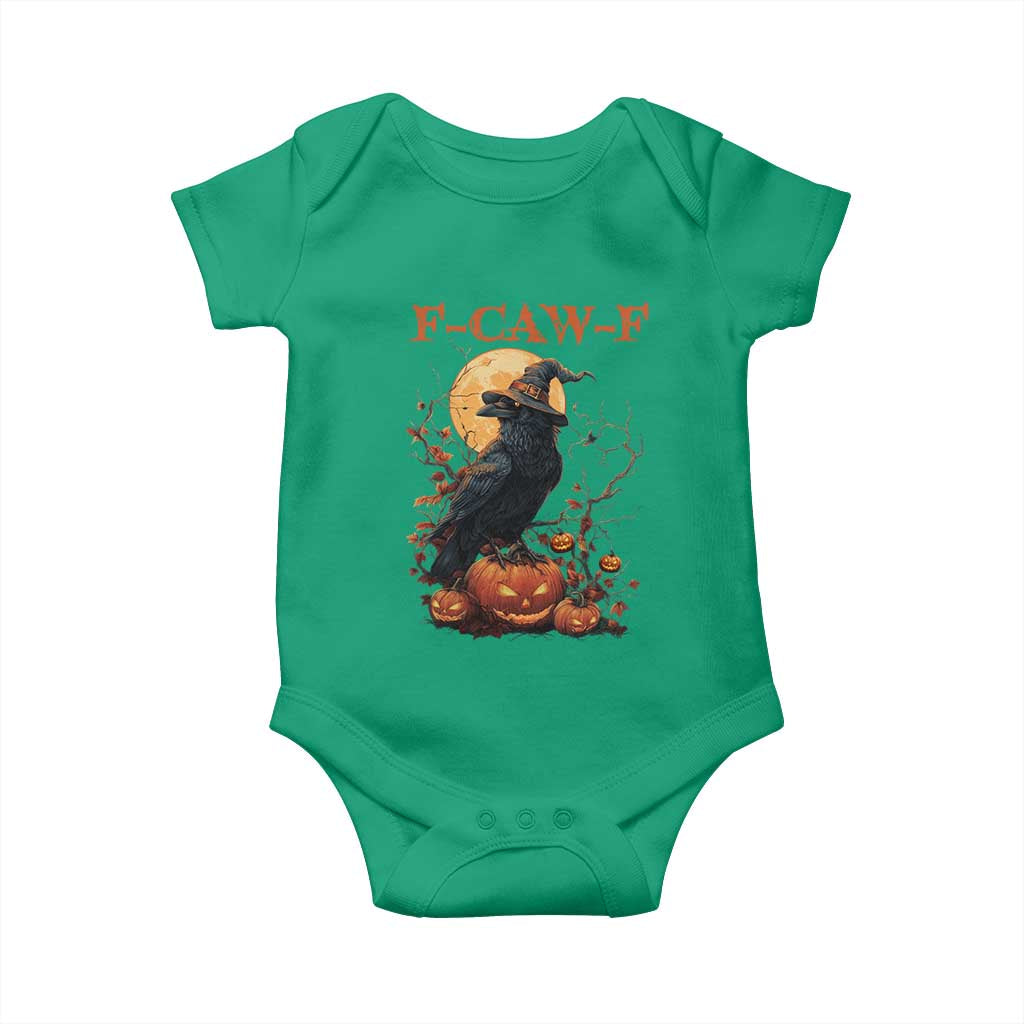 Funny Halloween F Caw F Baby Onesie Black Crow Moon Gothic Spooky Season TS11 Irish Green Print Your Wear