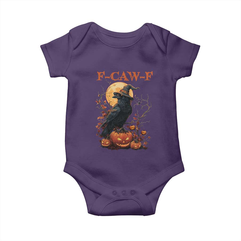 Funny Halloween F Caw F Baby Onesie Black Crow Moon Gothic Spooky Season TS11 Purple Print Your Wear