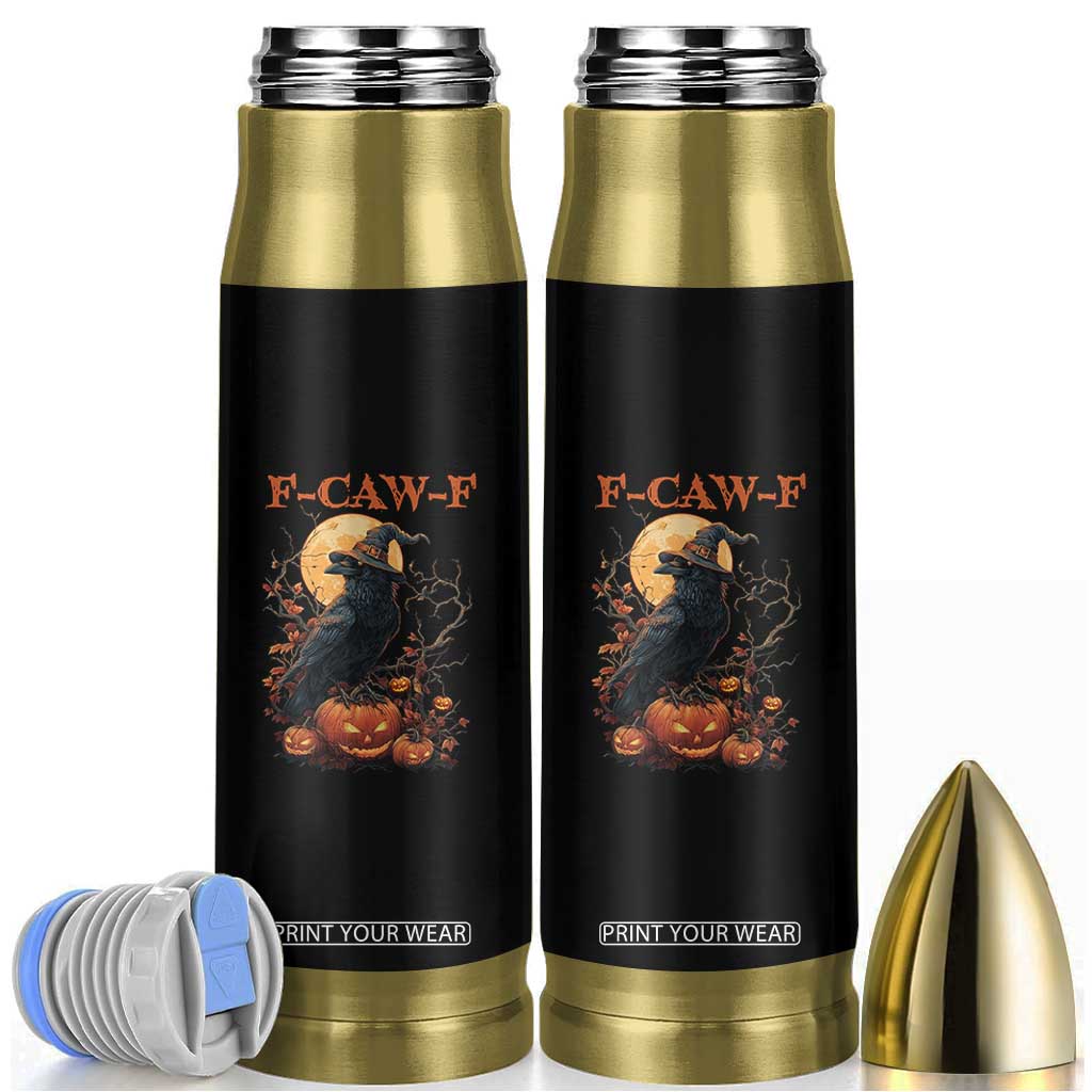 Funny Halloween F Caw F Bullet Tumbler Black Crow Moon Gothic Spooky Season TS11 Black Print Your Wear