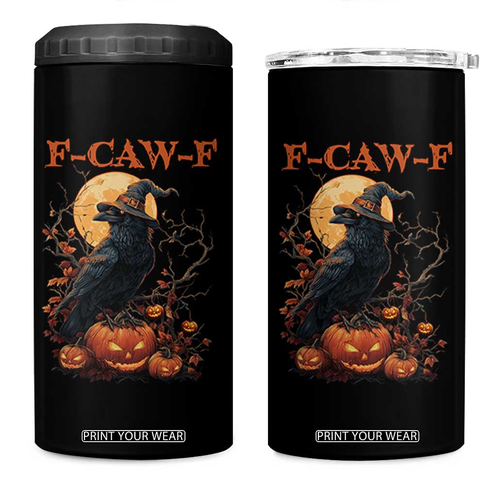 Funny Halloween F Caw F 4 in 1 Can Cooler Tumbler Black Crow Moon Gothic Spooky Season TS11 One Size: 16 oz Black Print Your Wear