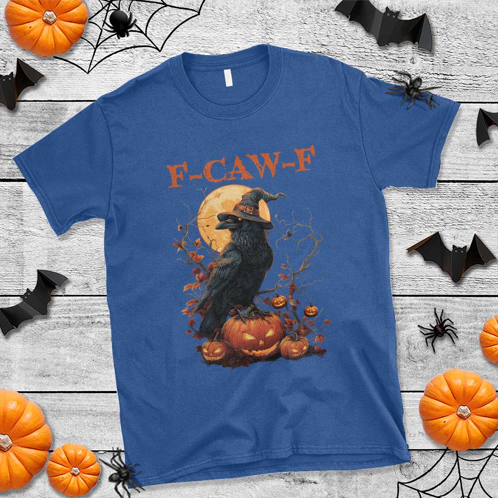 Funny Halloween F Caw F T Shirt Black Crow Moon Gothic Spooky Season TS11 Royal Blue Print Your Wear