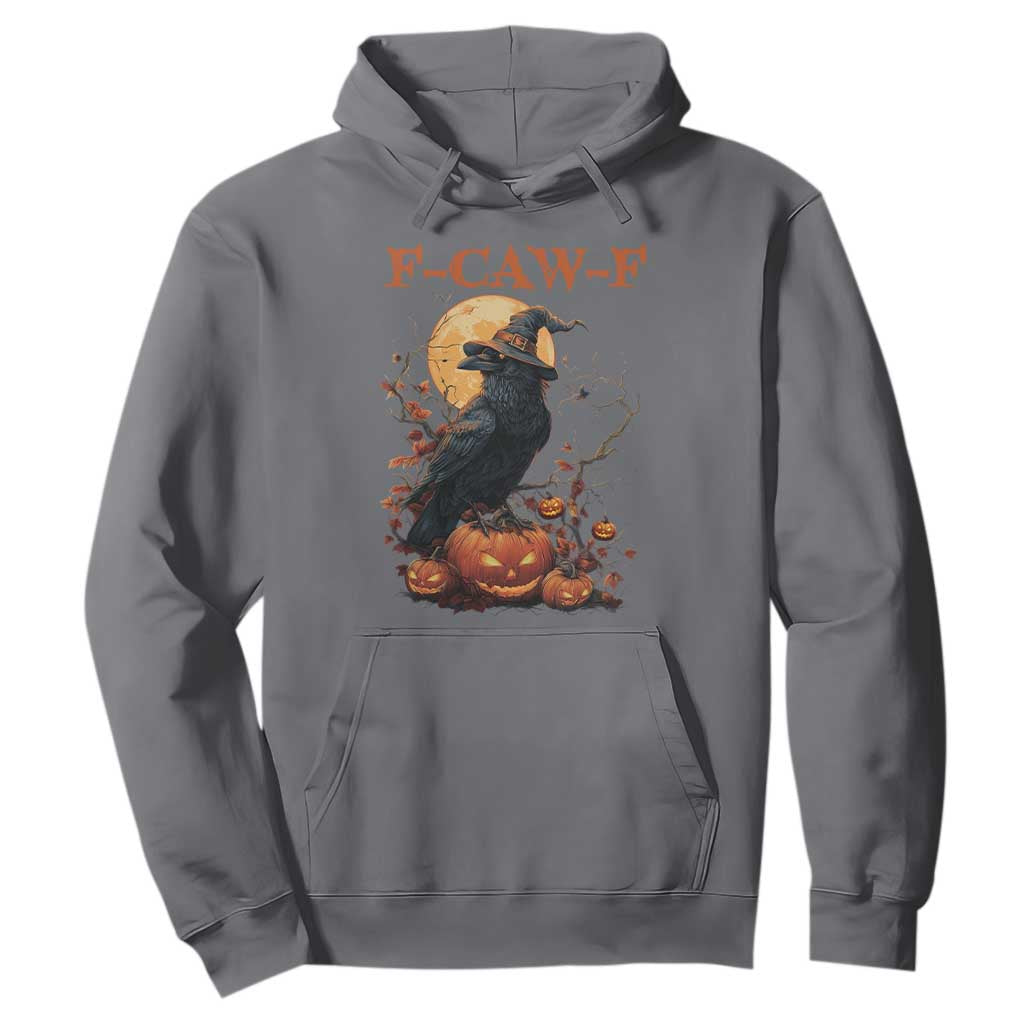 Funny Halloween F Caw F Hoodie Black Crow Moon Gothic Spooky Season TS11 Charcoal Print Your Wear