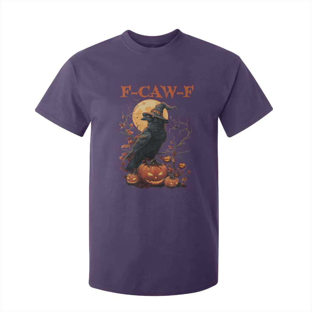 Funny Halloween F Caw F T Shirt For Kid Black Crow Moon Gothic Spooky Season TS11 Purple Print Your Wear