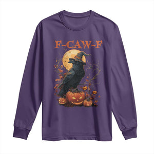 Funny Halloween F Caw F Long Sleeve Shirt Black Crow Moon Gothic Spooky Season TS11 Purple Print Your Wear