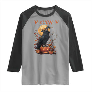 Funny Halloween F Caw F Raglan Shirt Black Crow Moon Gothic Spooky Season TS11 Sport Gray Black Print Your Wear