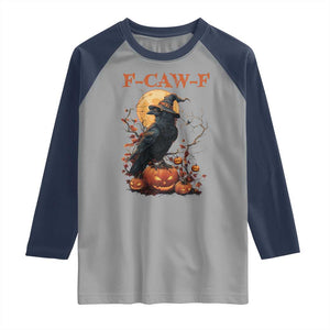 Funny Halloween F Caw F Raglan Shirt Black Crow Moon Gothic Spooky Season TS11 Sport Gray Navy Print Your Wear