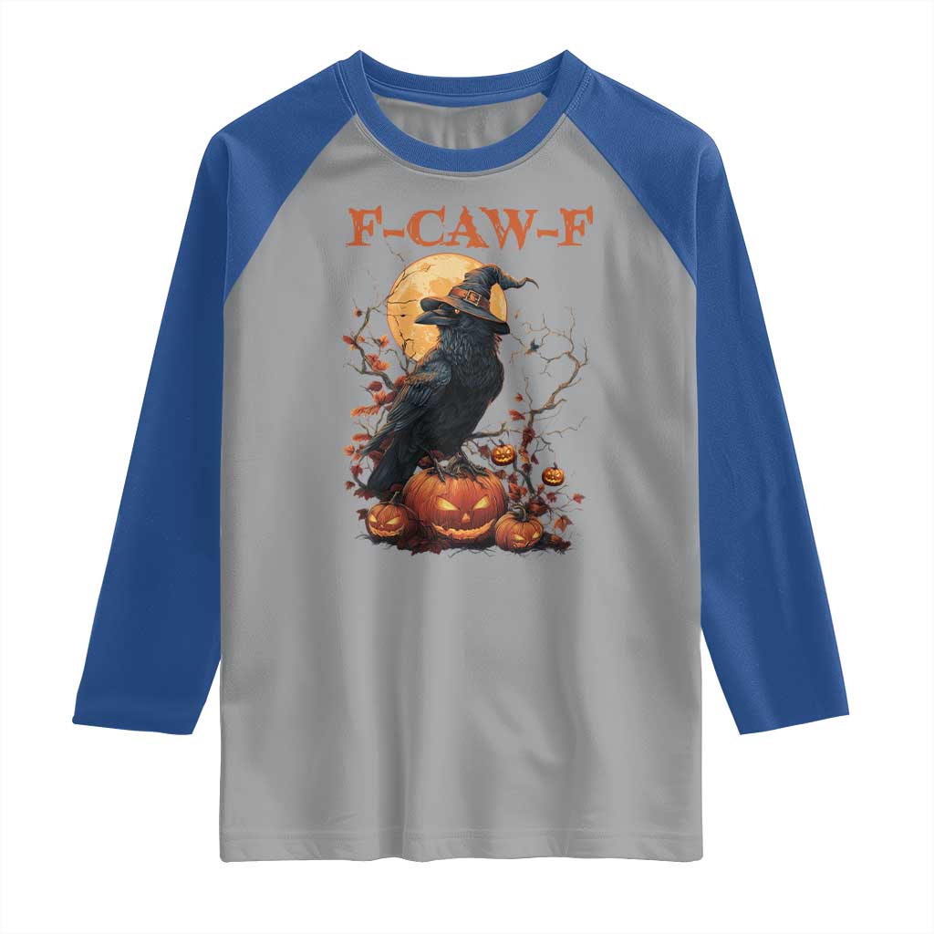 Funny Halloween F Caw F Raglan Shirt Black Crow Moon Gothic Spooky Season TS11 Sport Gray Royal Print Your Wear