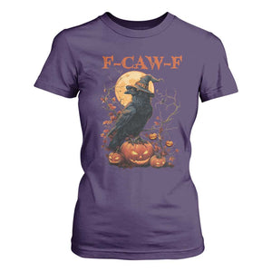 Funny Halloween F Caw F T Shirt For Women Black Crow Moon Gothic Spooky Season TS11 Purple Print Your Wear