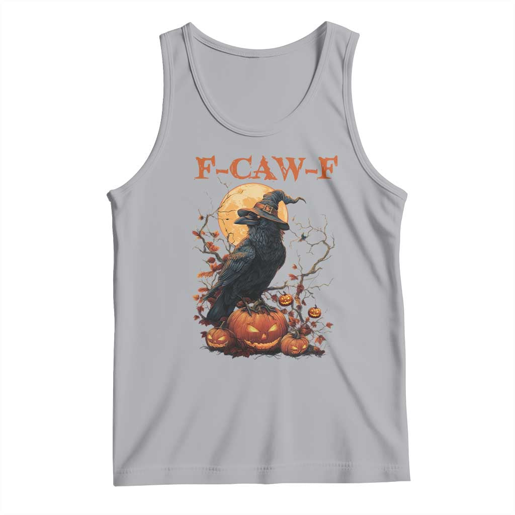 Funny Halloween F Caw F Tank Top Black Crow Moon Gothic Spooky Season TS11 Athletic Heather Print Your Wear