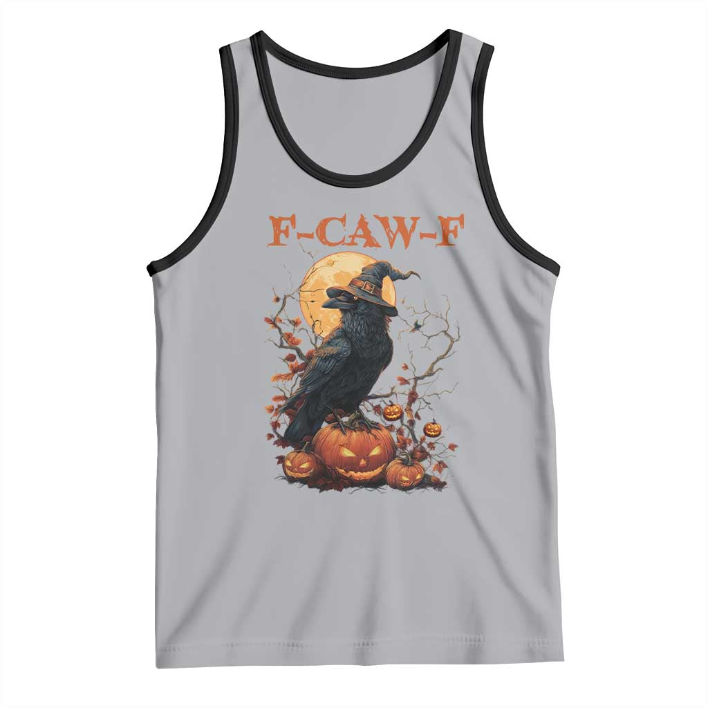 Funny Halloween F Caw F Tank Top Black Crow Moon Gothic Spooky Season TS11 Athletic Heather Black Print Your Wear