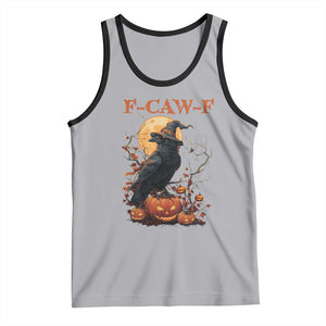 Funny Halloween F Caw F Tank Top Black Crow Moon Gothic Spooky Season TS11 Athletic Heather Black Print Your Wear