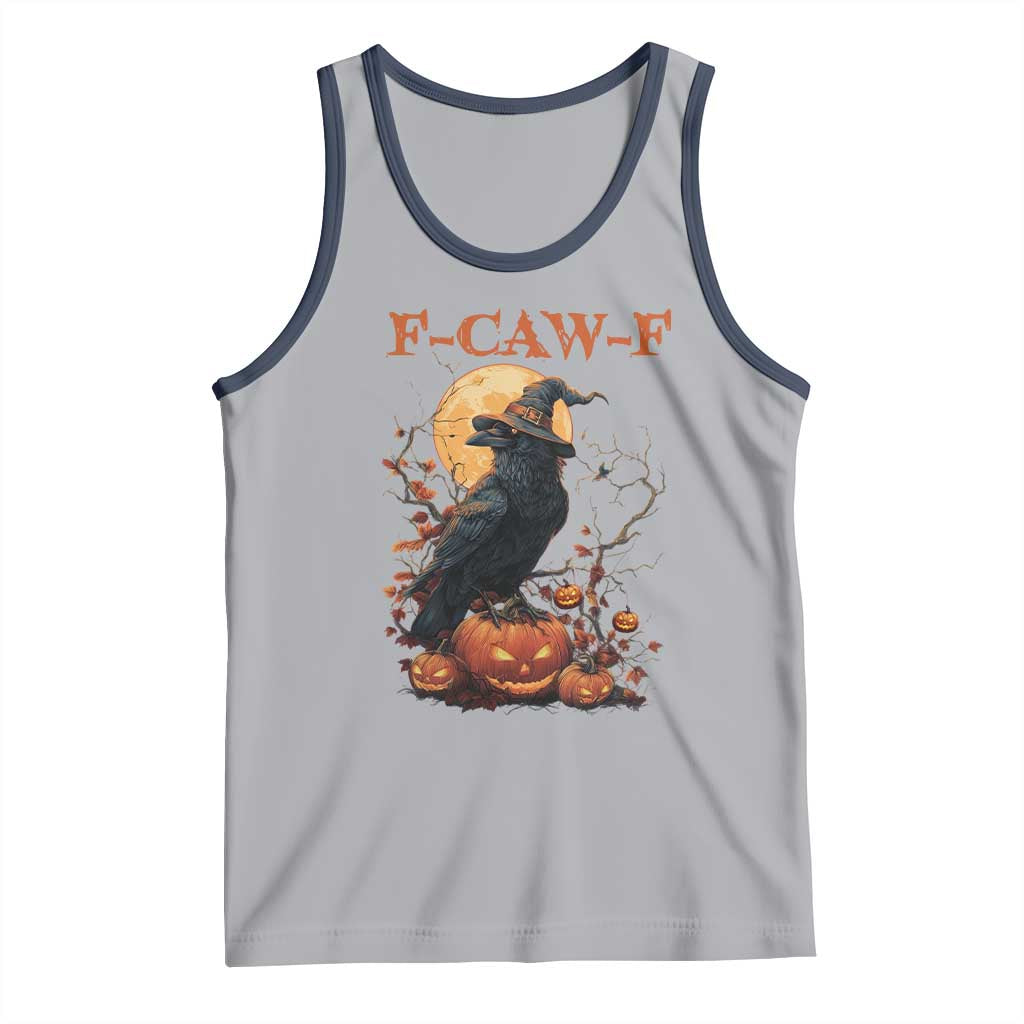 Funny Halloween F Caw F Tank Top Black Crow Moon Gothic Spooky Season TS11 Athletic Heather Navy Print Your Wear