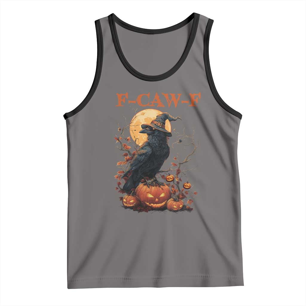 Funny Halloween F Caw F Tank Top Black Crow Moon Gothic Spooky Season TS11 Deep Heather Black Print Your Wear