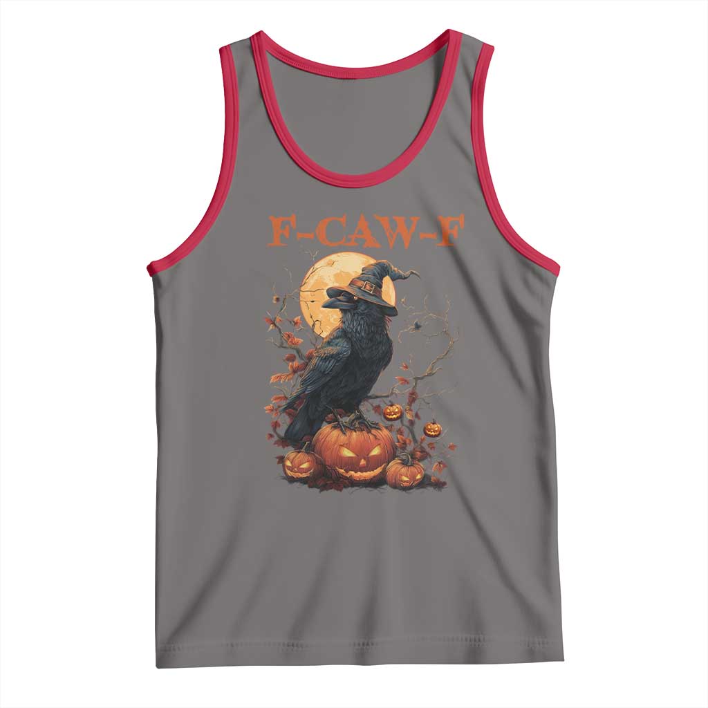 Funny Halloween F Caw F Tank Top Black Crow Moon Gothic Spooky Season TS11 Deep Heather Red Print Your Wear