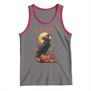 Funny Halloween F Caw F Tank Top Black Crow Moon Gothic Spooky Season TS11 Deep Heather Red Print Your Wear