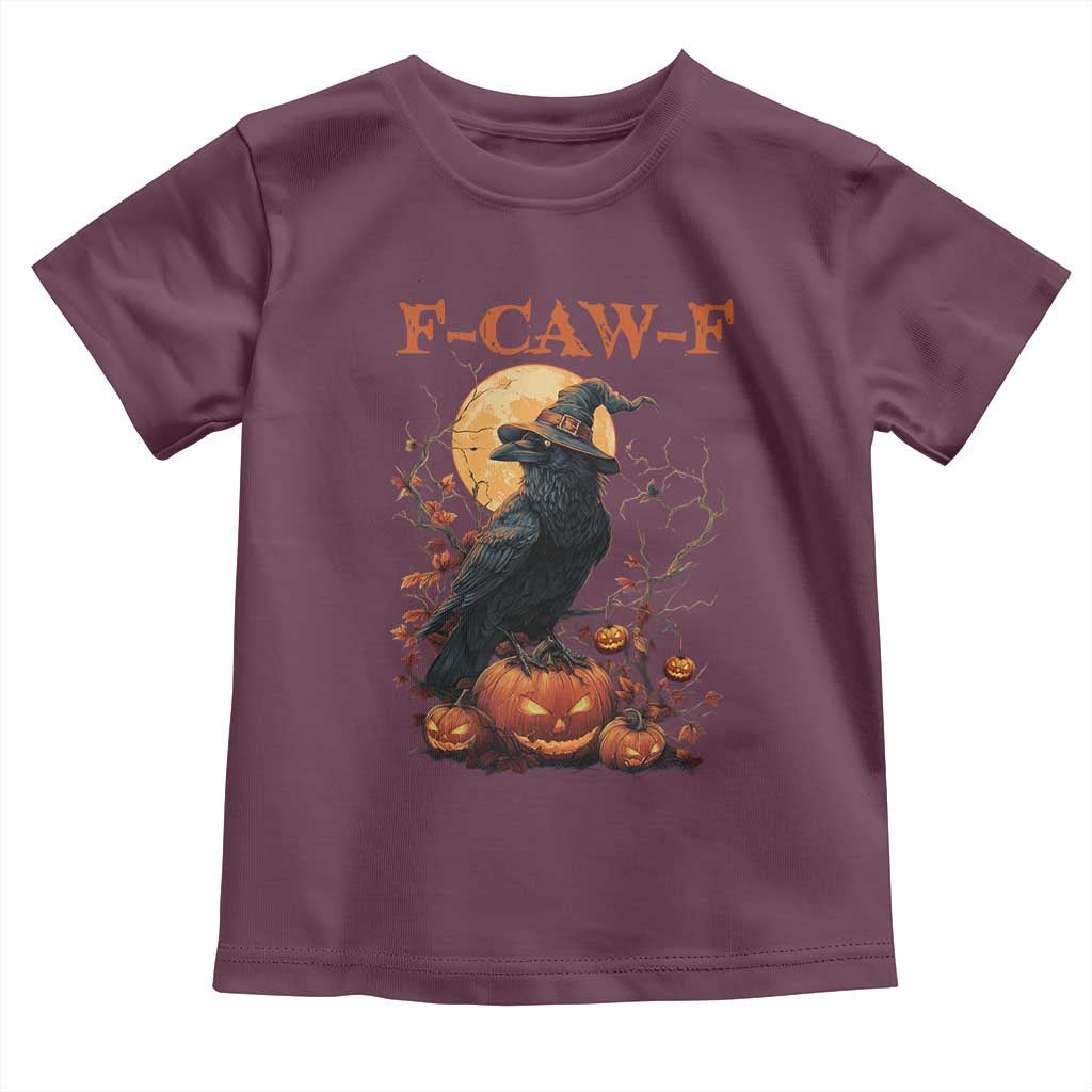 Funny Halloween F Caw F Toddler T Shirt Black Crow Moon Gothic Spooky Season TS11 Maroon Print Your Wear