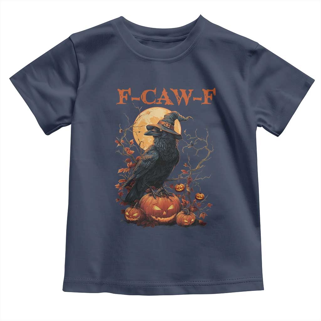Funny Halloween F Caw F Toddler T Shirt Black Crow Moon Gothic Spooky Season TS11 Navy Print Your Wear