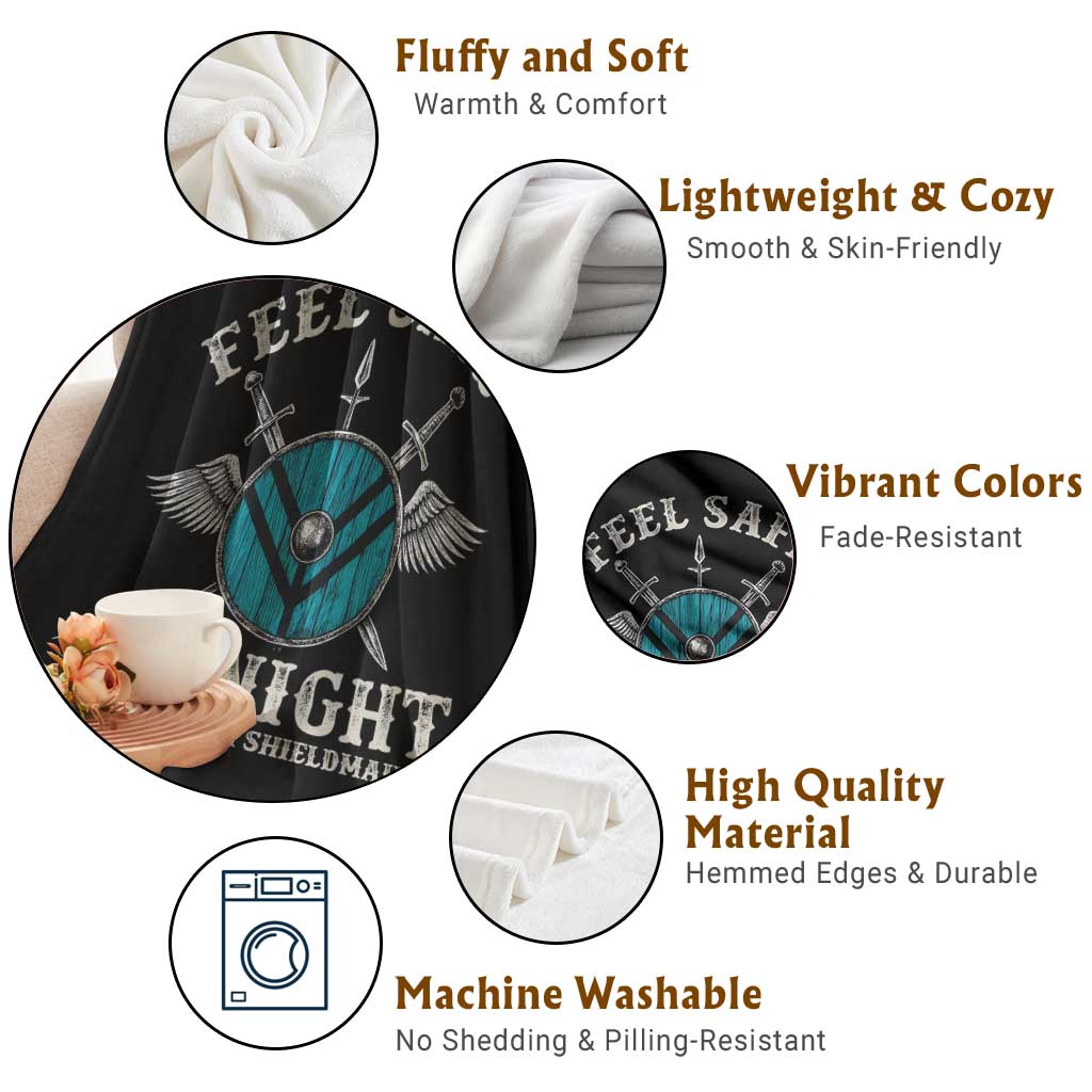 Funny Feel Safe At Night Sleep With A Shieldmaiden Throw Blanket Viking Pride TS11 Print Your Wear
