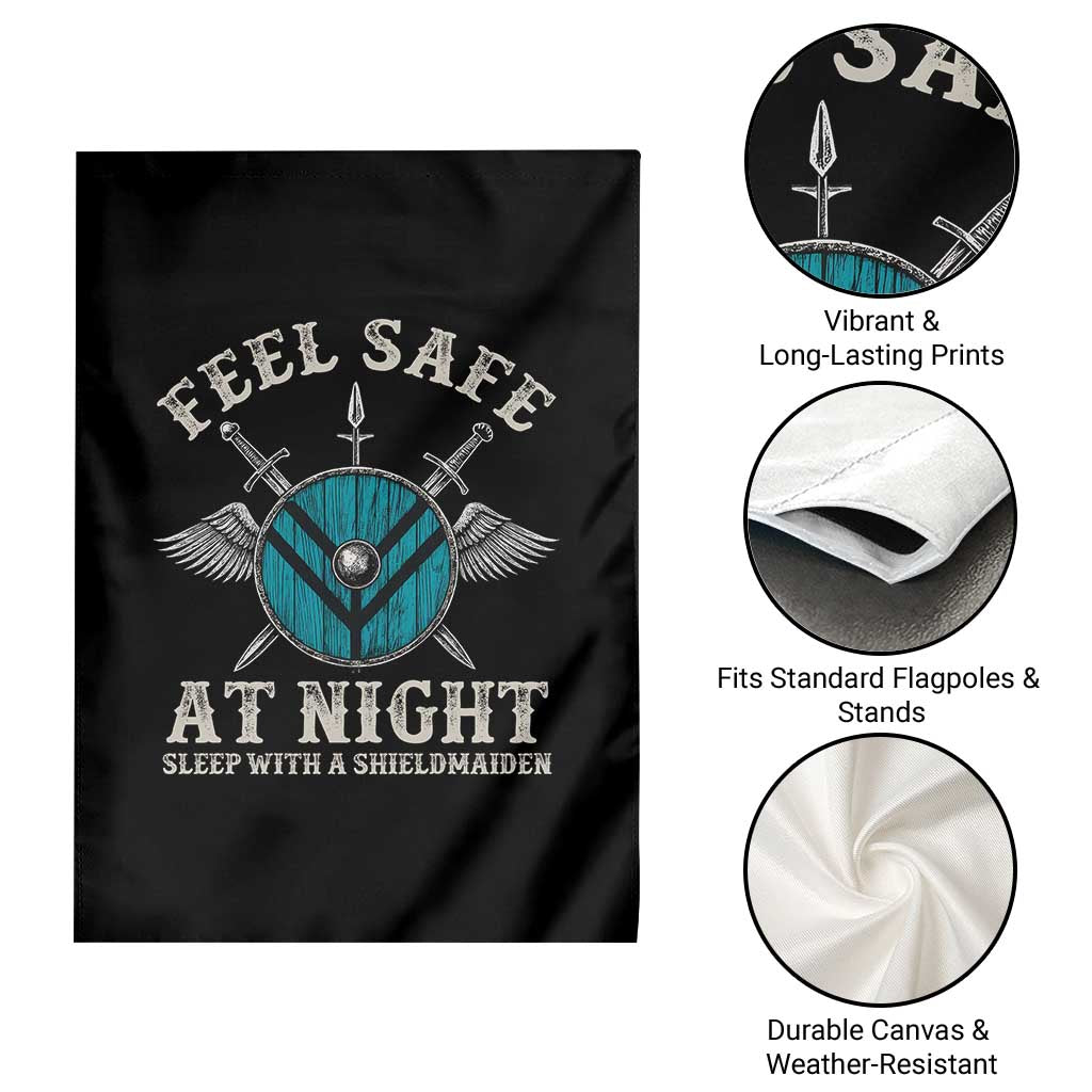 Funny Feel Safe At Night Sleep With A Shieldmaiden Garden Flag Viking Pride TS11 Print Your Wear