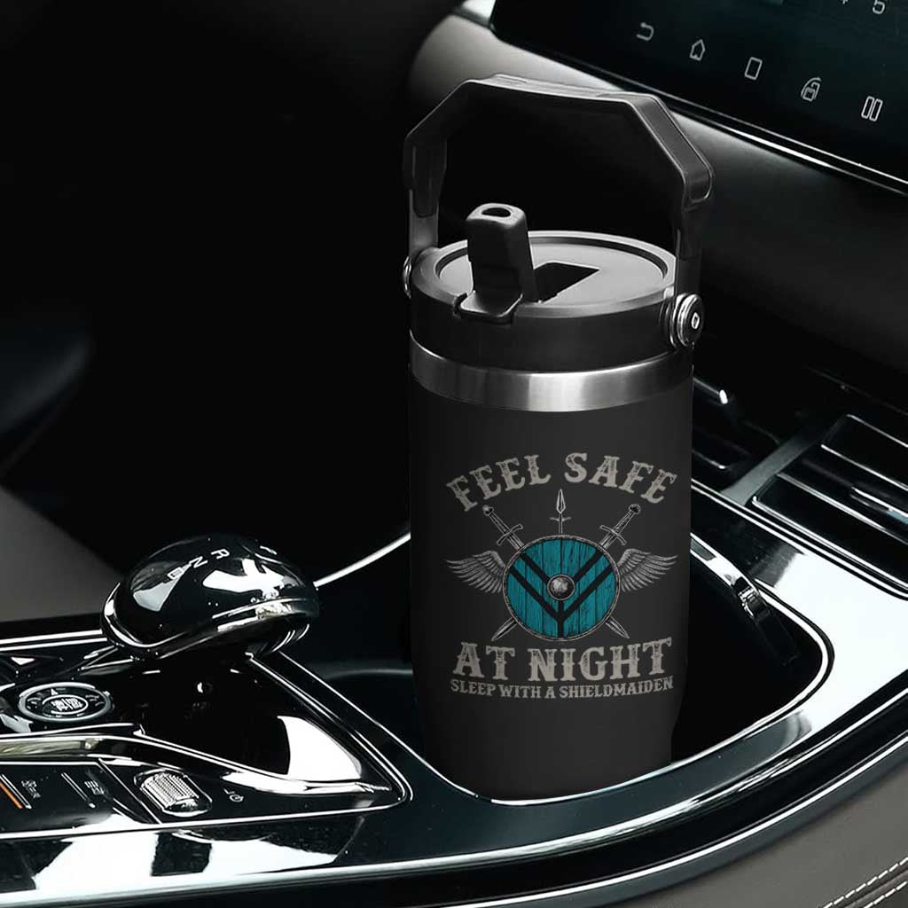 Funny Feel Safe At Night Sleep With A Shieldmaiden Flip Straw Tumbler Viking Pride TS11 Print Your Wear