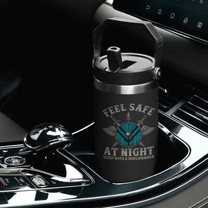 Funny Feel Safe At Night Sleep With A Shieldmaiden Flip Straw Tumbler Viking Pride TS11 Print Your Wear