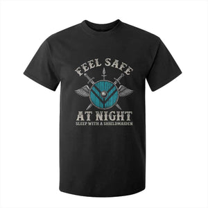 Funny Feel Safe At Night Sleep With A Shieldmaiden T Shirt For Kid Viking Pride TS11 Black Print Your Wear