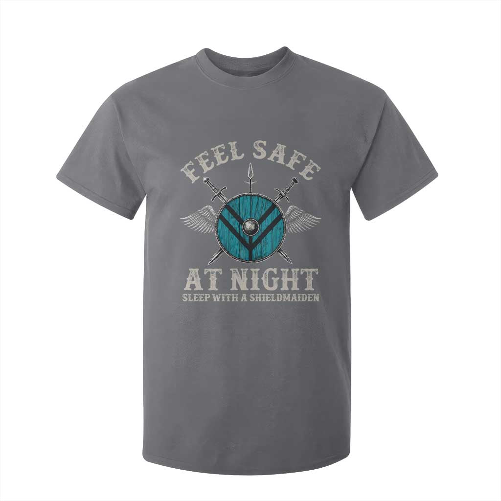 Funny Feel Safe At Night Sleep With A Shieldmaiden T Shirt For Kid Viking Pride TS11 Charcoal Print Your Wear