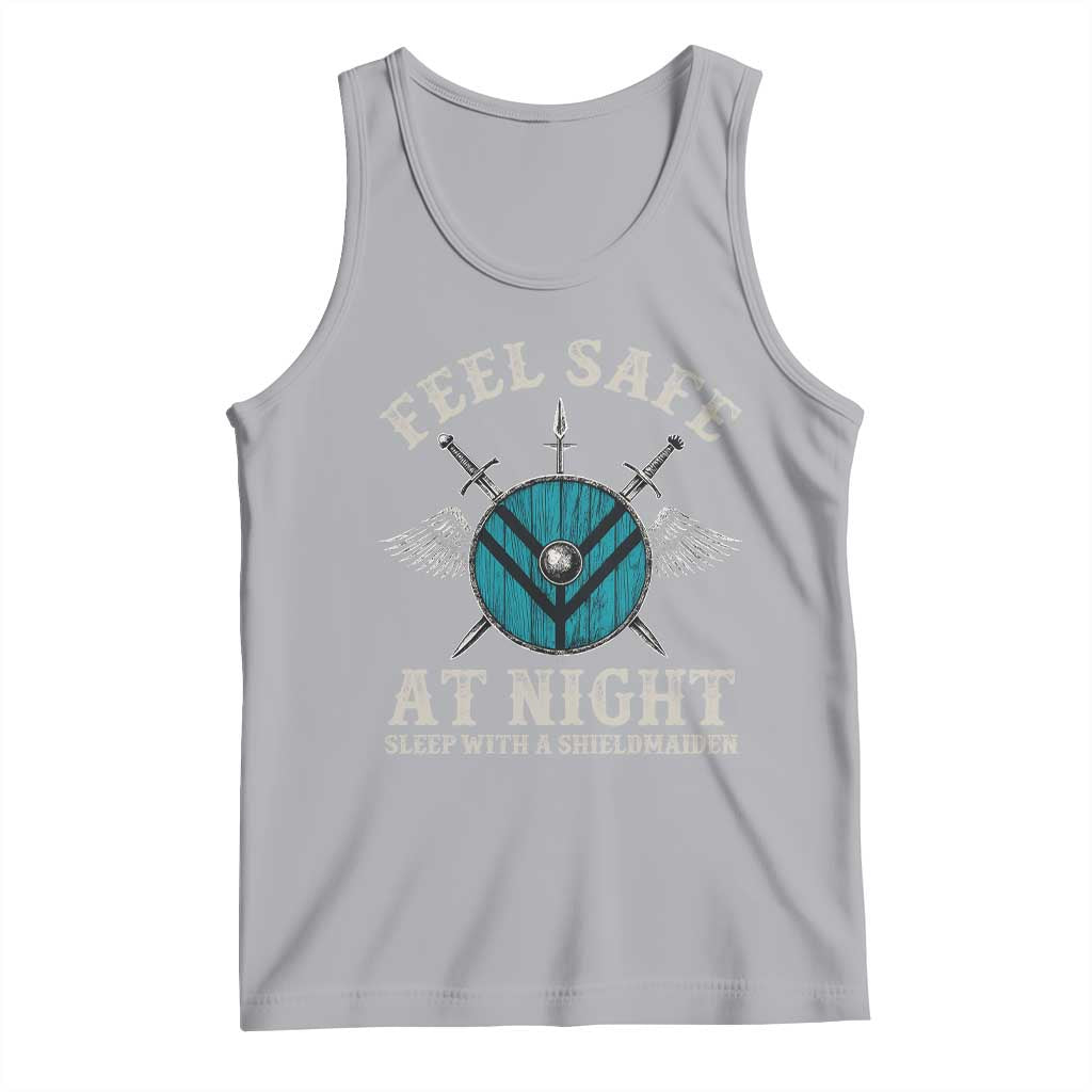 Funny Feel Safe At Night Sleep With A Shieldmaiden Tank Top Viking Pride TS11 Athletic Heather Print Your Wear